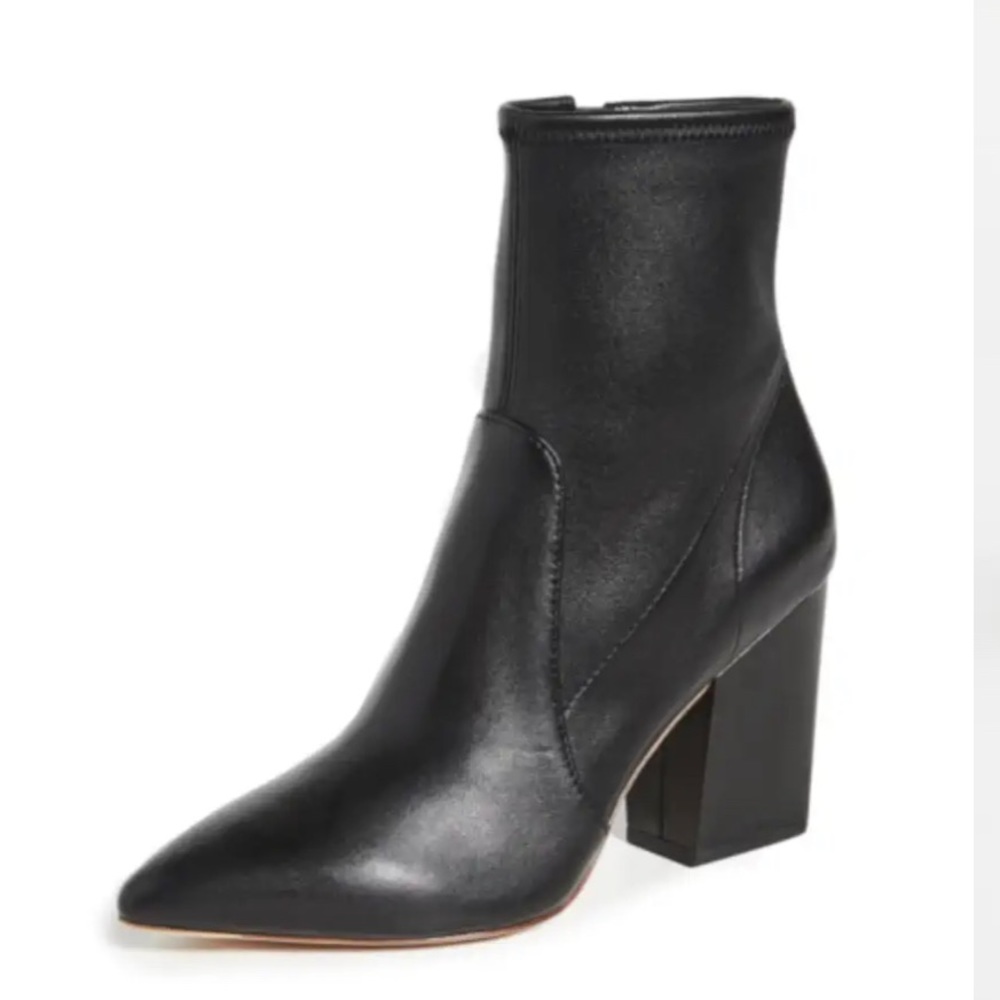 Loeffler Randall Isla Black Leather Slim Ankle Bootie